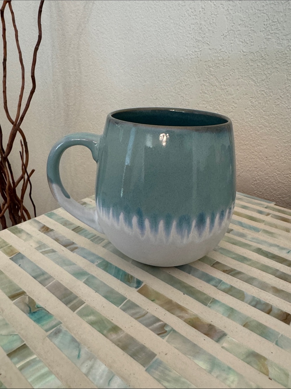 Gibson Ceramic Mug with Aqua Handle Accent